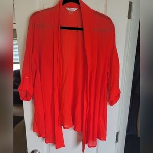 Tan Jay women size 1X red embroidered cotton coverup like new